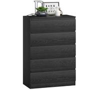HOMCOM Cómoda 5 Cajones, Cómoda Dormitorio, Cajonera para Salón, Oficina, Estilo Moderno, 77x40x111,5 cm, Negro Veteado Black