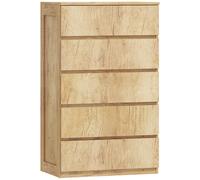 HOMCOM Cómoda 5 Cajones para Dormitorio Moderna Diseño sin Tiradores para Comedor Entrada 60x39x100 cm Madera Natural