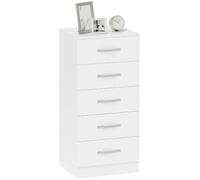 HOMCOM Cómoda 5 cajones para salón Blanca | Cómoda, armario de cajones, para dormitorio, pasillo