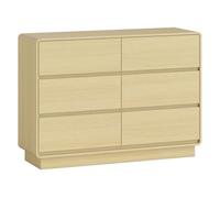 HOMCOM Cómoda 6 Cajones, Cómoda Dormitorio con Bordes Redondeados, Cajonera para Salón, Oficina, Estilo Moderno, Natural, 120x38x86 cm Natural wood