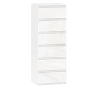 HOMCOM Cómoda 6 Cajones Dormitorio Estrecha 40x35x109 cm Blanco Brillo