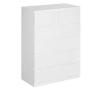HomCom Cajonera de madera 6 cajones – Estilo moderno, 80x39x115 cm, Blanco