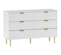 HOMCOM Cómoda 6 Cajones Moderna con Tiradores Dorados, 120x40x76.5cm, Blanco