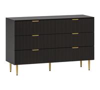 HOMCOM Cómoda 6 Cajones Moderna con Tiradores Dorados, 120x40x76.5cm, Negro