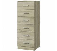 HOMCOM Cómoda 6 cajones, Mueble de almacenamiento, Estilo moderno, para dormitorio, entrada, pasillo, 40x40x110cm, Roble