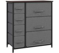 HOMCOM Cómoda 7 cajones de tela, chifonier, mueble de almacenamiento moderno, marco de acero, cómoda dormitorio, sala de estar, entrada, 63,5 x 30 x 71 cm, gris oscuro