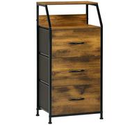 HOMCOM Cómoda Cajonera con 3 Cajones Tela Plegable Estante Abierto 44x29x92 cm Marrón rústico