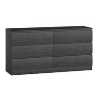 HOMCOM Cómoda Cajonera Negra con 6 Cajones 140x40x71 cm para Salón Oficina Estilo Moderno Negro Veteado Aosom España