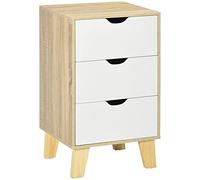 HomCom Cajonera 3 cajones con base elevada 40x35x68,5 cm Natural para dormitorio