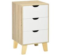 HOMCOM Cómoda con 3 Cajones Base Elevada 40x35x68,5 cm Natural y Blanco | Cajonera de Armario, para Dormitorio Salón Pasillo, Estilo Moderno, Antivuelco