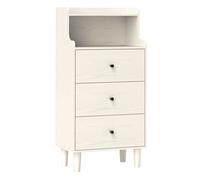 HOMCOM Cómoda con 3 Cajones Cómoda de Dormitorio Estrecha con Estantes Abiertos Anti-vuelco Cajonera Alta para Salón Pasillo 47x29x95 cm Blanco Veteado