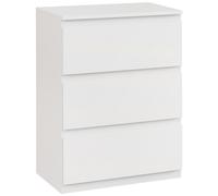 HOMCOM Cómoda con 3 Cajones Cómoda de Dormitorio Moderno con Diseño Anti-vuelco Cajonera para Salón Pasillo 55x34x75 cm Blanco Brillo Bright white 112x34x75cm