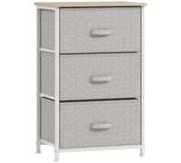 HOMCOM Cómoda con 3 Cajones de Tela, Cómoda para Dormitorio, Marco de Acero, Cajonera para Salón, Oficina, Vestidor, Gris