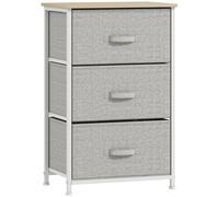 HOMCOM Cómoda con 3 Cajones de Tela, Cómoda para Dormitorio, Marco de Acero, Cajonera para Salón, Oficina, Vestidor, Gris