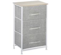 HOMCOM Cómoda con 3 Cajones de Tela Marco de Acero Cajonera para Salón Oficina Vestidor Gris