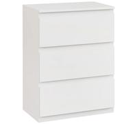 HOMCOM Cómoda con 3 Cajones Cómoda de Dormitorio Moderno con Diseño Anti-vuelco Cajonera para Salón Pasillo 55x34x75 cm Blanco Brillo