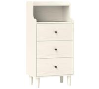 HOMCOM Cómoda con 3 Cajones Cómoda de Dormitorio Estrecha con Estantes Abiertos Anti-vuelco Cajonera Alta para Salón Pasillo 47x29x95 cm Blanco Veteado
