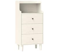 HOMCOM Cómoda con 3 Cajones Cómoda de Dormitorio Estrecha con Estantes Abiertos Anti-vuelco Cajonera Alta para Salón Pasillo 47x29x95 cm Blanco Veteado