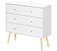 HOMCOM Cómoda con 3 Cajones Sinfonier para Dormitorio 80x30x80 cm Blanco | Patas de Madera, Diseño Antivuelco, Carga 70 kg, Cajonera para Salón Oficina
