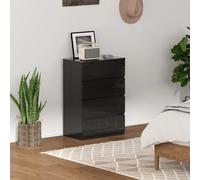HOMCOM Cómoda con 4 Cajones Cajonera de Estilo Moderno para Dormitorio Entrada Salón 55x34x80 cm Negro negro