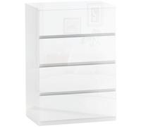HOMCOM Cómoda con 4 Cajones Cómoda de Dormitorio 55x33x80 cm Blanco Brillo | Cómoda de Dormitorio, Estilo Moderna, Diseño Anti-vuelco, Cajonera para Salón, Pasillo