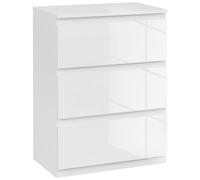 HOMCOM Cómoda con 4 Cajones Cómoda de Dormitorio 55x34x75 cm Blanco Brillo | Cómoda de Dormitorio, Sinfonier, Estilo Moderna, Diseño sin Tirador, Cajonera para Salón, Pasillo