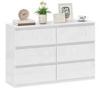 HOMCOM Cómoda con 4 Cajones Cómoda de Dormitorio 55x34x75 cm Blanco Brillo | Cómoda de Dormitorio, Sinfonier, Estilo Moderna, Diseño sin Tirador, Cajonera para Salón, Pasillo
