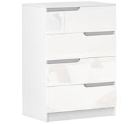 HOMCOM Cómoda con 4 Cajones Cómoda de Dormitorio Moderno con Anti-vuelco Cajonera para Salón Pasillo 60x40x85 cm Blanco