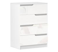 HOMCOM Cómoda con 4 Cajones Cómoda de Dormitorio Moderno con Anti-vuelco Cajonera para Salón Pasillo 60x40x85 cm Blanco