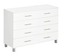 HOMCOM Cómoda con 4 Cajones Cómoda de Noche Moderno 112x38,2x81 cm Blanco