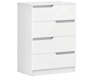 HOMCOM Cómoda con 4 Cajones Cómoda Dormitorio Moderno 60x40x85 cm Blanco | con Anti-vuelco, Cajonera, para Salón Pasillo