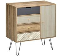 HOMCOM Cómoda Cajonera de Madera con 4 Cajones con Patas de Metal para Salón Dormitorio Estilo Boho 79x39x86 cm Marrón Aosom España