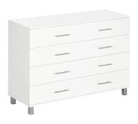 HOMCOM Cómoda con 4 Cajones de Dormitorio con Patas Cajonera de Estilo Moderno para Salón Entrada 112x38,2x81 cm Blanco BLANCO