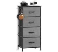 HOMCOM - Cómoda con 4 cajones de Tela, 4 Bolsillos, 2 Ganchos, Color Gris | Mueble de almacenamiento, estructura de acero, panadero, para sala de estar, dormitorio, entrada