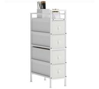 HOMCOM Cómoda con 4 Cajones de Tela Marco de Acero Cómoda para Dormitorio para Espacios Pequeños Salón Vestidor BLANCO