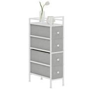 HOMCOM Cómoda con 4 Cajones de Tela Cajonera Estrecha Gris Claro