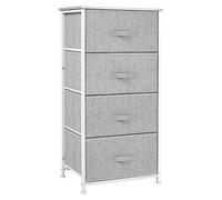 HOMCOM Cómoda con 4 Cajones de Tela, Cómoda para Dormitorio, Marco de Acero, Cajonera para Salón, Oficina, Vestidor, Gris