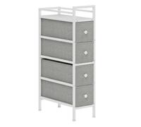 HOMCOM Cómoda con 4 Cajones de Tela, Cómoda para Dormitorio Estrecha con Marco de Acero, Cajonera para Espacios Pequeños, Sala de Estar, Vestidor, Baño, Gris Claro