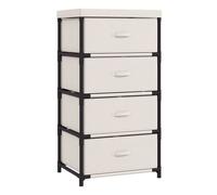 Homcom cómoda con 4 cajones de tela, cómoda para dormitorio, marco de acero, montaje rápido, cajonera para salón, oficina, vestidor, beige