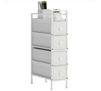 HOMCOM Cómoda con 4 Cajones de Tela Marco de Acero Cómoda para Dormitorio para Espacios Pequeños Salón Vestidor BLANCO