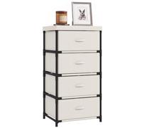 HOMCOM Cómoda con 4 Cajones de Tela para Dormitorio, Marco de Acero Beige | Montaje Rápido, Cajonera para Salón, Oficina, Vestidor