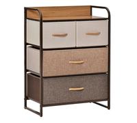 HOMCOM Cajonera de Tela Cómoda para Dormitorio con Plegables Parte Superior de Madera y Marco Metálico para Sala de Estar Multic múltiple