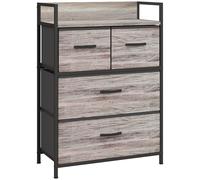 HOMCOM Cómoda con 4 Cajones de Tela Plegables Industrial Estante Abierto Marco de Acero Cajonera para Espacios Pequeños Gris Aosom España
