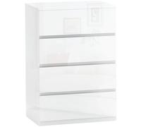 HOMCOM Cómoda con 4 Cajones Diseño Anti-vuelco 55x33x80 cm Blanco Brillante