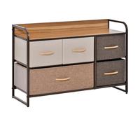 Homcom cómoda con 5 cajones de tela plegables, cómoda para dormitorio estrecha con marco metálico, cajonera para espacios pequeños, sala de estar, vestidor, baño, multicolor 58 cm