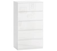 HOMCOM Cómoda con 5 Cajones Diseño Anti-vuelco 55x33x100 cm Blanco Brillante