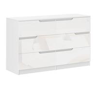 HOMCOM Cómoda con 4 Cajones Cómoda de Dormitorio Moderno con Anti-vuelco Cajonera para Salón Pasillo Blanco White 120x40x75cm