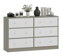 HOMCOM Cómoda con 6 Cajones de Tela, Cómoda para Dormitorio, Marco de Acero y MDF, Cajonera para Salón, Oficina, Vestidor, Blanco y Gris