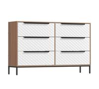 Homcom cómoda con 6 cajones de tela, cómoda para dormitorio, marco de mdf, frentes con patrón de diamante, cajonera para salón, oficina, vestidor, 117,5x30x73,5 cm, natural y blanco 30 cm