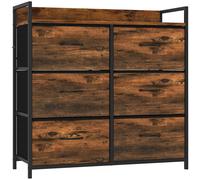 HOMCOM Cómoda con 6 Cajones Plegables Cajonera de Tela con Estructura de Acero Estilo Industrial 79x29x85 cm Marrón Rústico Aosom España